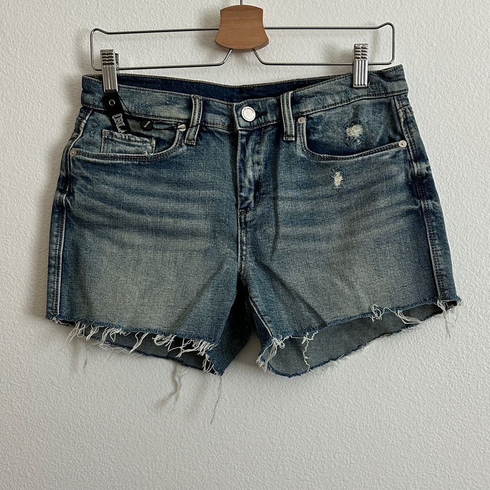 Blank NYC Blue Distressed Raw / Frayed Hem Mid-Rise Shorts Size 28